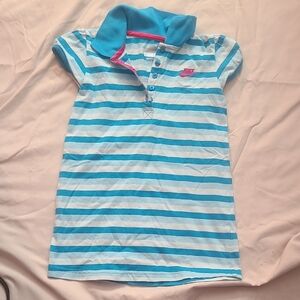Nike Kids Aqua and Pink Striped Polo
